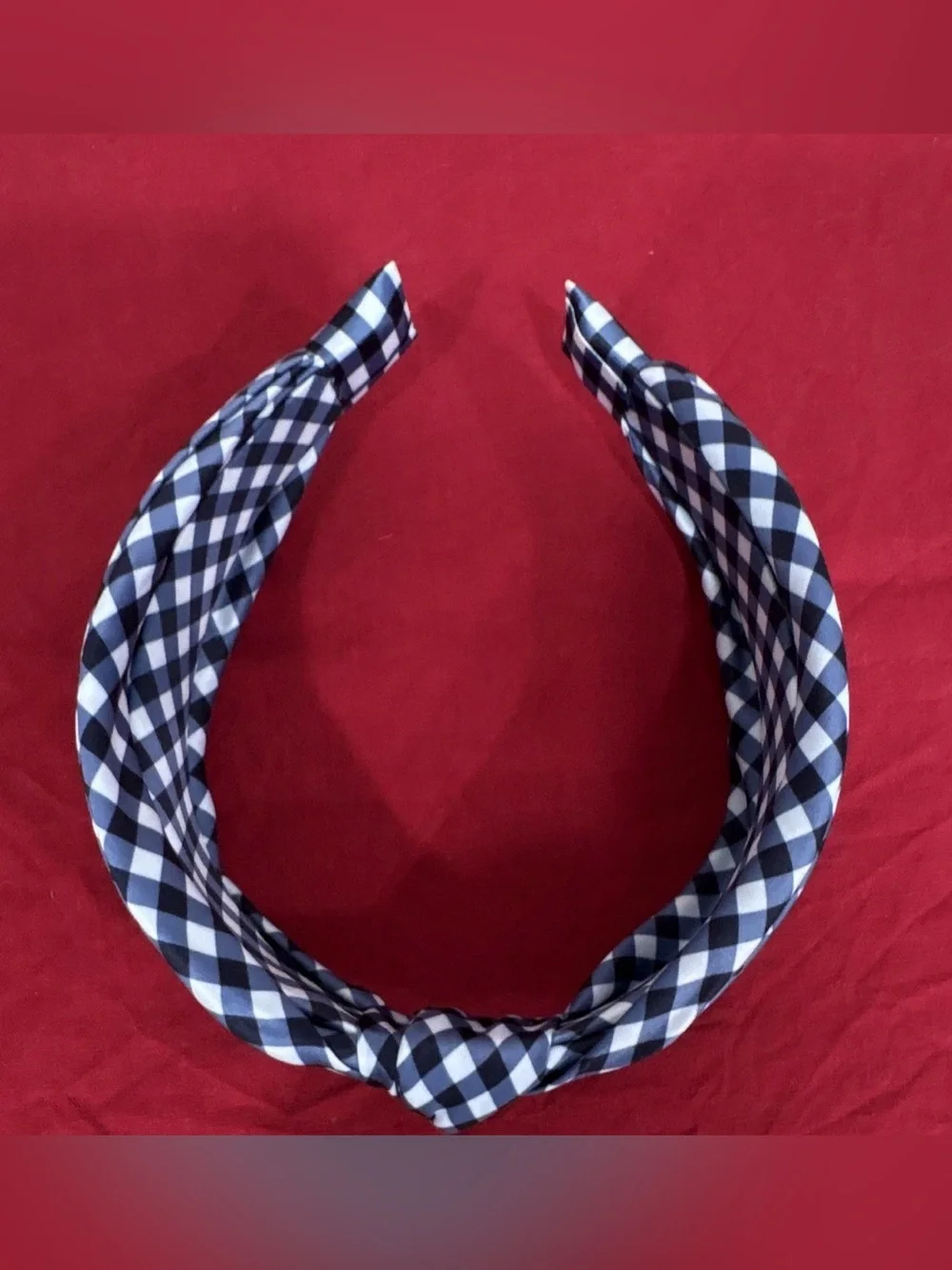Black & White Gingham Knot Headband - Women Accessories
